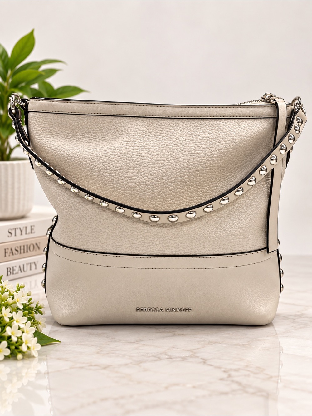 Rebecca Minkoff Women's Blythe Small Convertible Hobo Bag Antique White